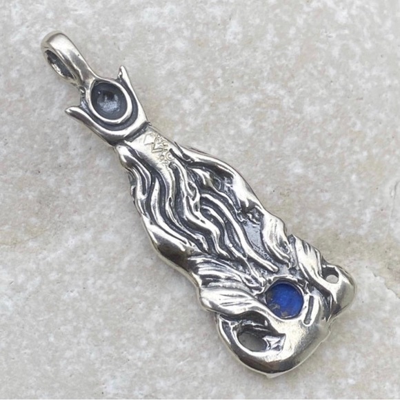 High Priestess Tarot pendant .925 Sterling Silver w/ genuine Lapis Lazuli USA - Picture 2 of 11